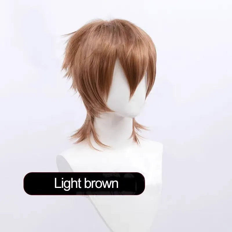 Short cosplay wig with Anime styling and lengthened tail design in high-temperature fibre