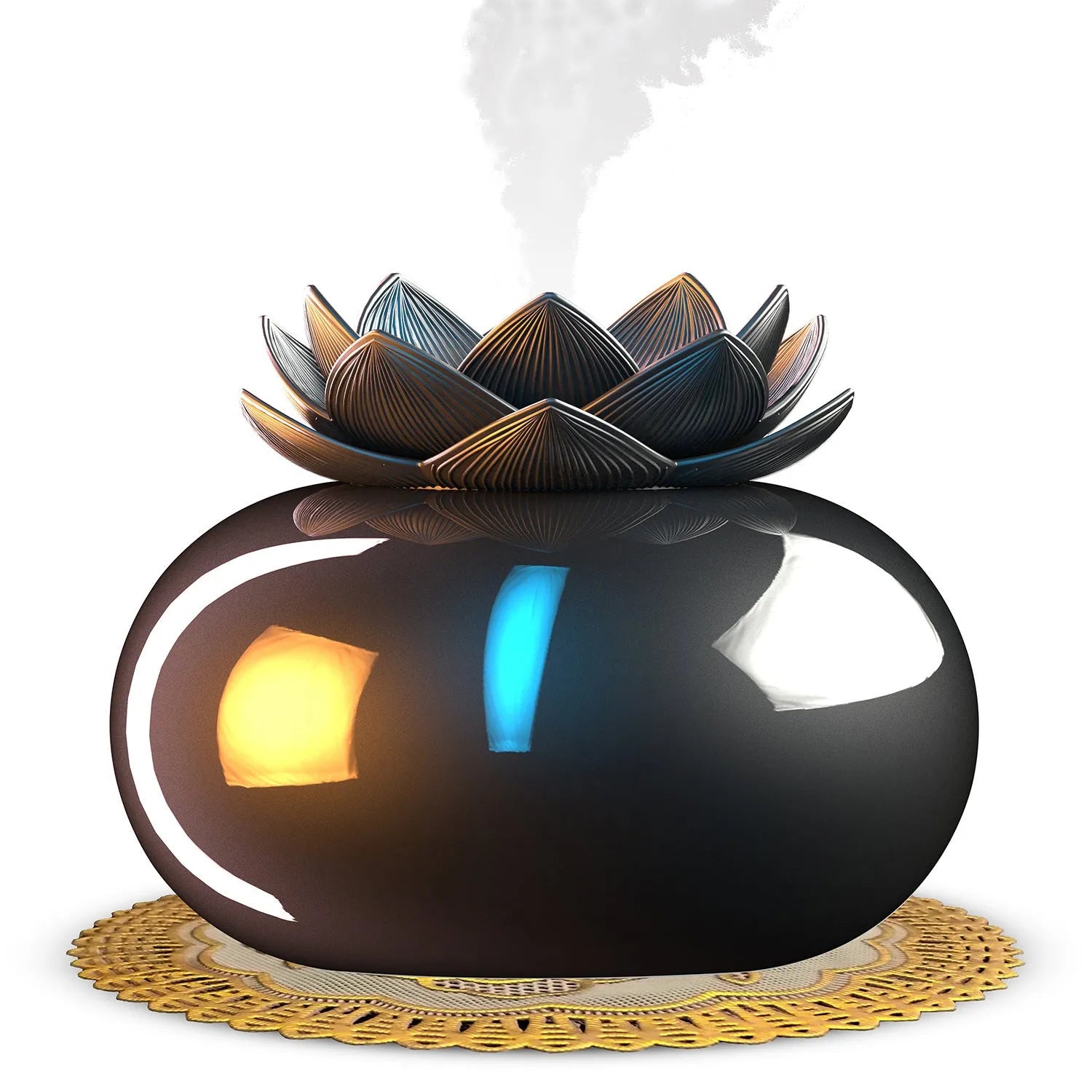 Pure black round USB aromatherapy humidifier on a surface