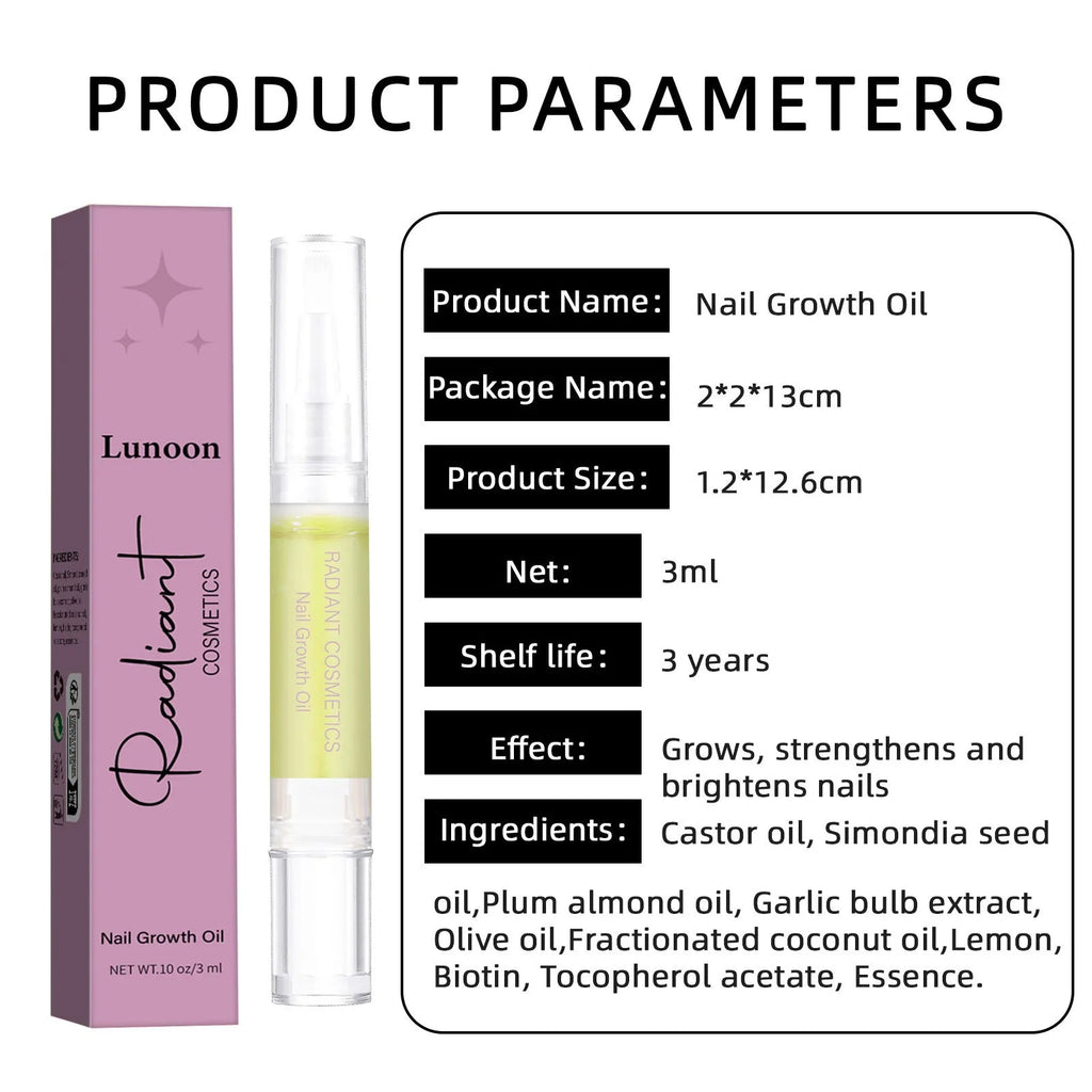 3ml nail growth treatment oil bottle for cuticle moisturising and nail strengthening