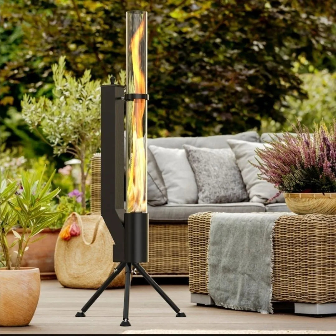 Vertical iron wood burning rocket furnace stove for courtyard and household heating