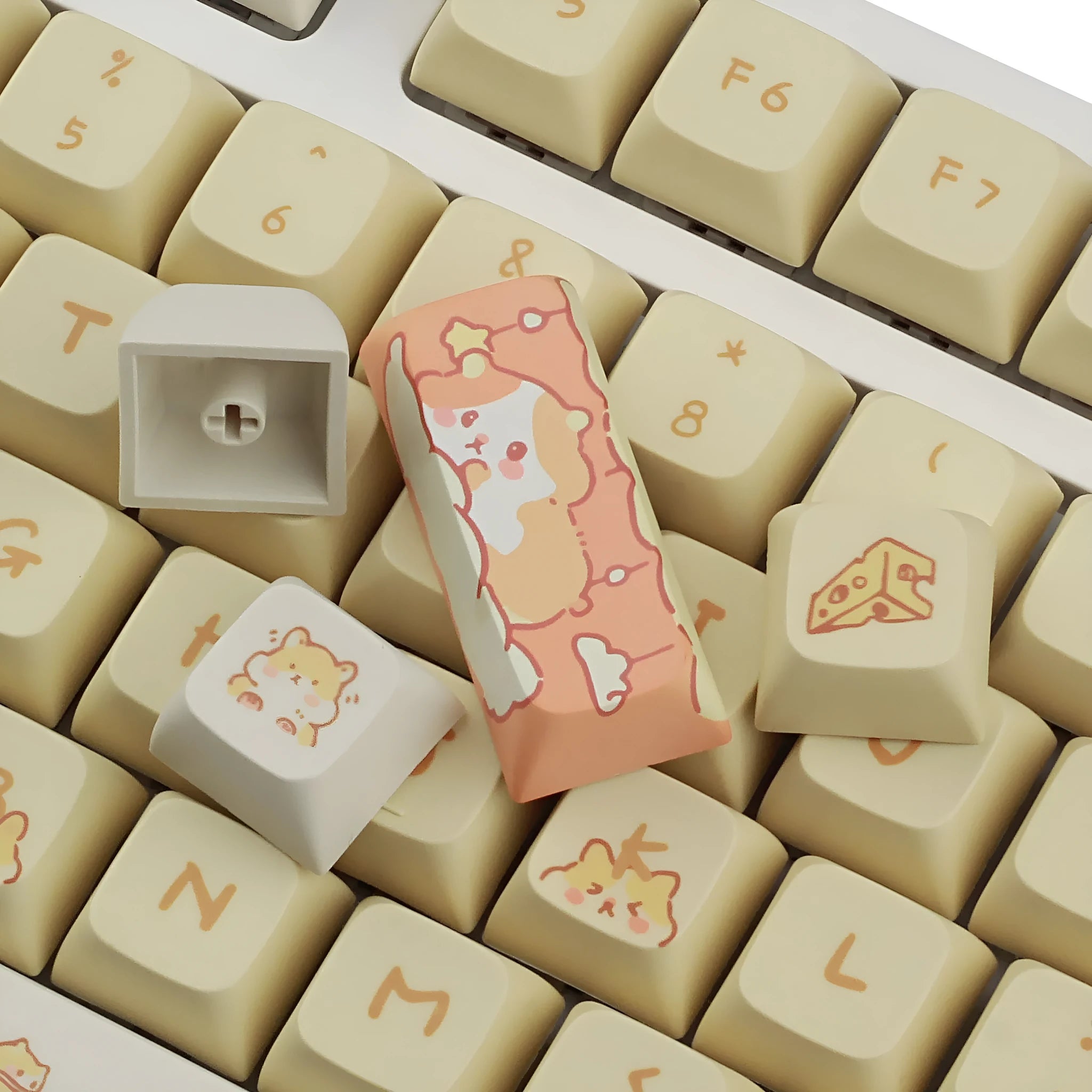 Custard and mouse character design mechanical keyboard keycaps set for 68 75 98 100 percent layouts