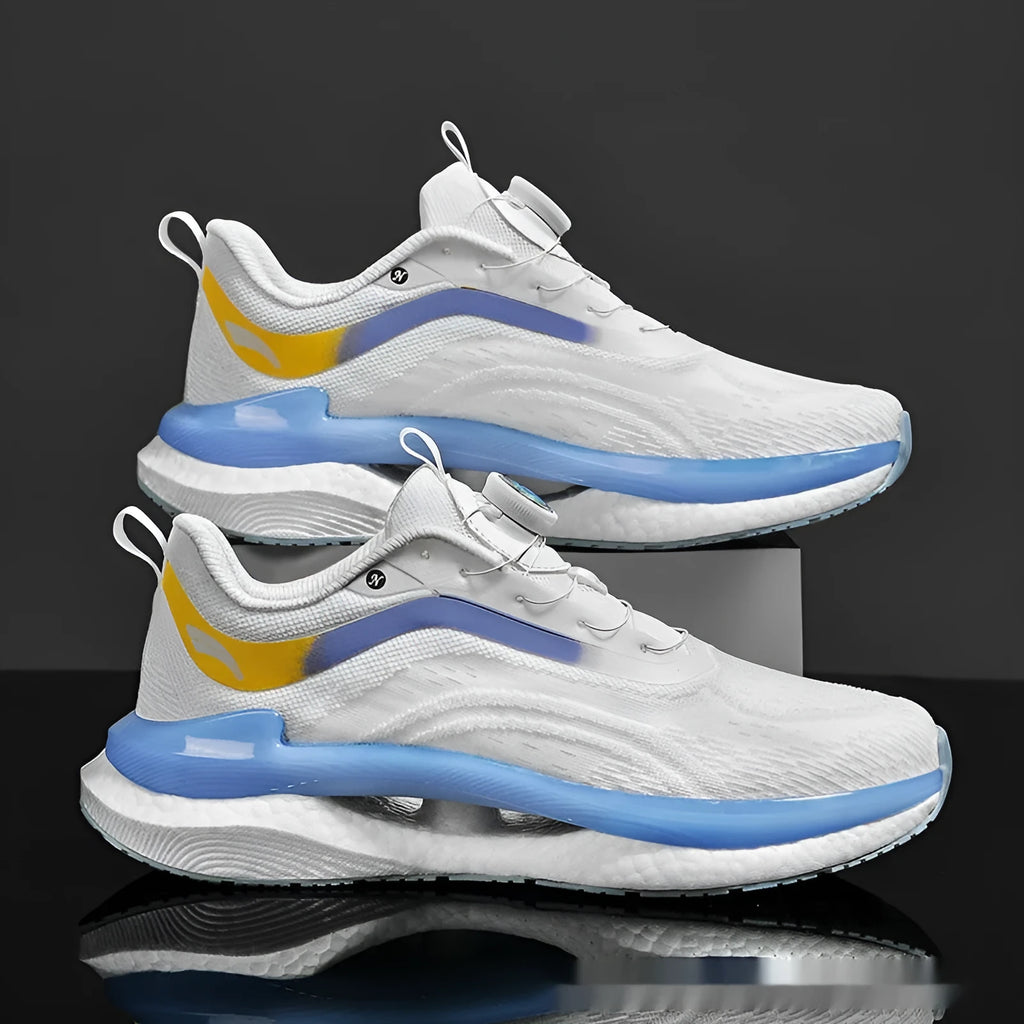 Men's high top running shoes with breathable mesh upper and buckle fastening in various colour options