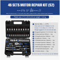 Chromium vanadium steel socket ratchet wrench set for car and home repair.