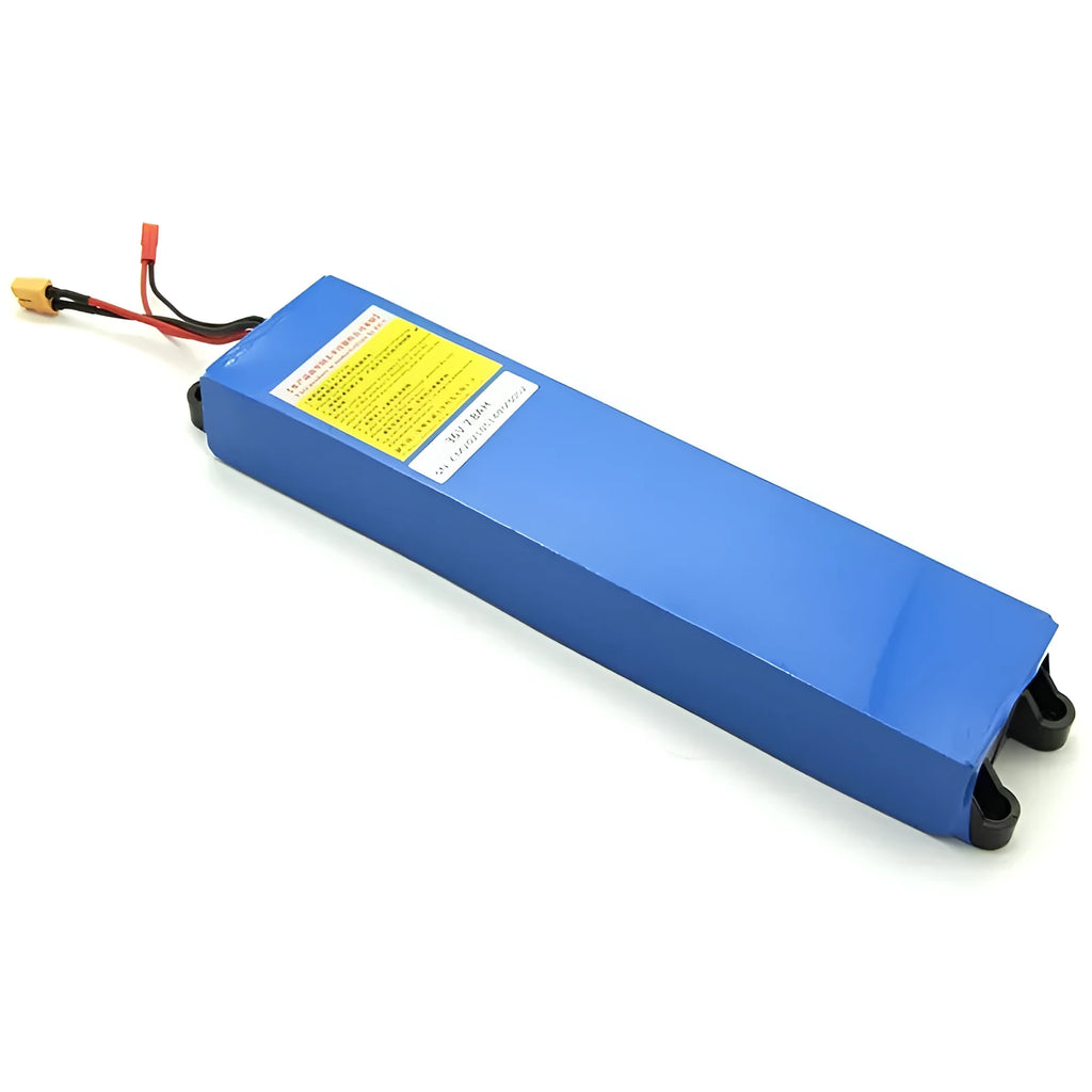 36V electric scooter lithium battery pack showing three capacity options: 6.6Ah, 7.8Ah and 10.4Ah