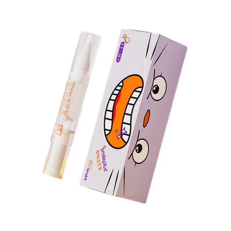 5ml pet teeth whitening pen for dogs and cats, a toothbrush applicator for tartar cleaning.