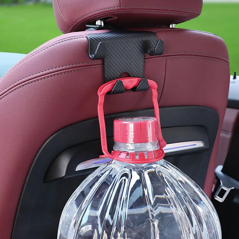 Black ABS car multifunction hook bracket with integrated mobile phone holder for rear seat storage