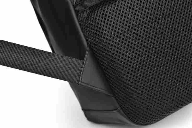 Large waterproof backpack in PU leather available in black, blue, or grey colours
