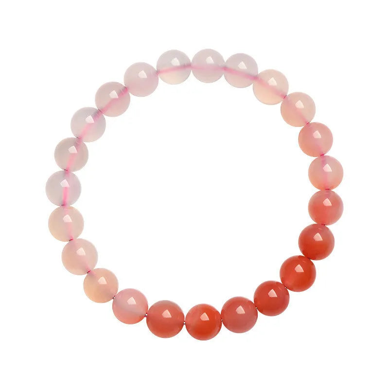 Natural Yanyuan agate bracelet with gradient colour and geometric beads on a wrist