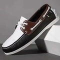 Men's British style casual breathable shoes in artificial PU, showing round toe and flat heel design.