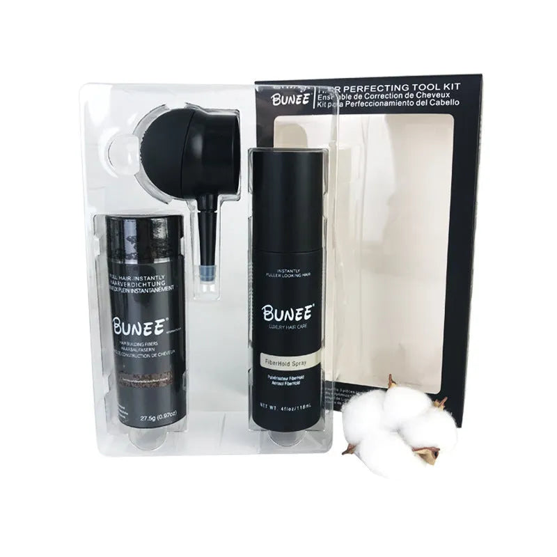 Dense hair fibre powder 275g three-piece kit with nozzle applicator and styling spray bottle