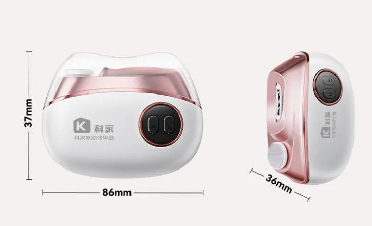 Electric nail clipper and polish two-in-one tool with Type-C charging port in blue, orange, and white colour options