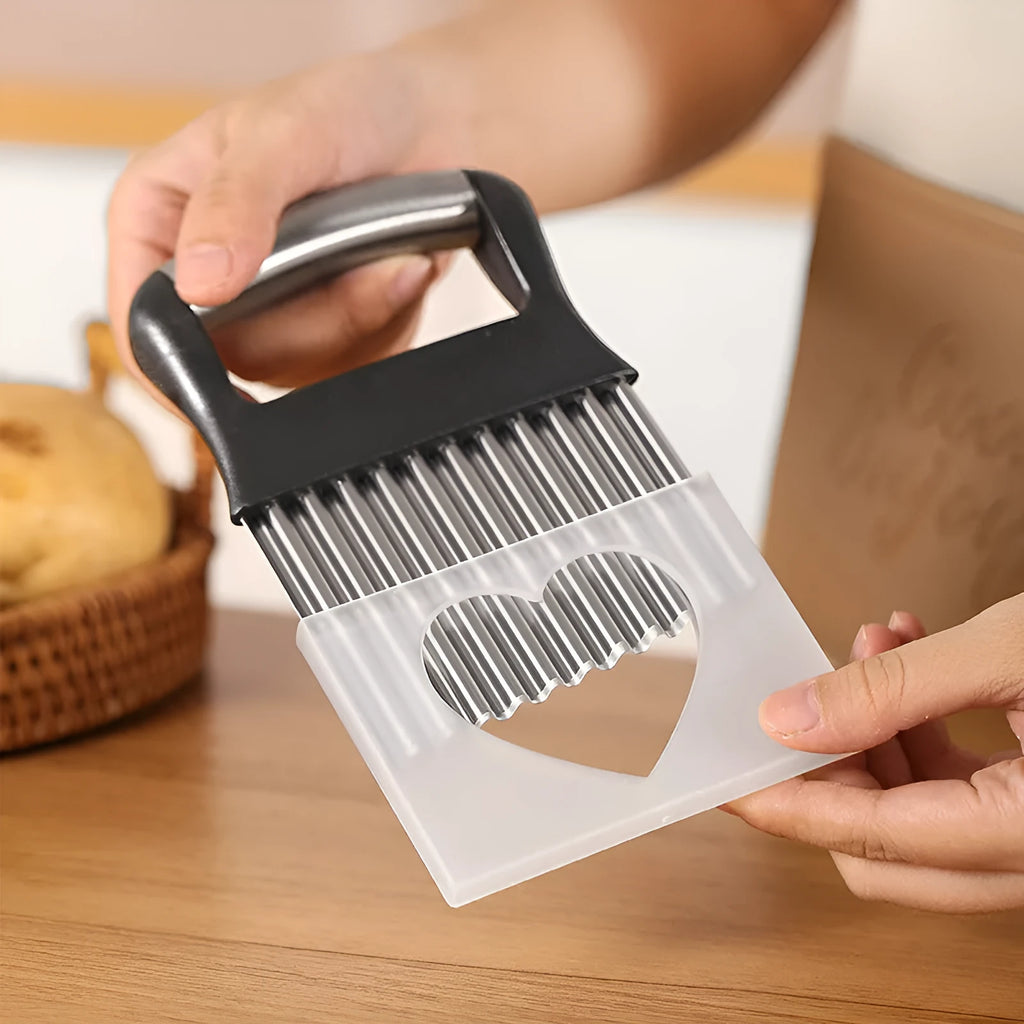 Stainless steel potato wave knife for cutting wavy chips with serrated alloy blade