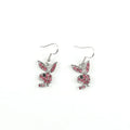 Cute cartoon rabbit stud earrings in silver, pink, or gold colour on alloy posts.