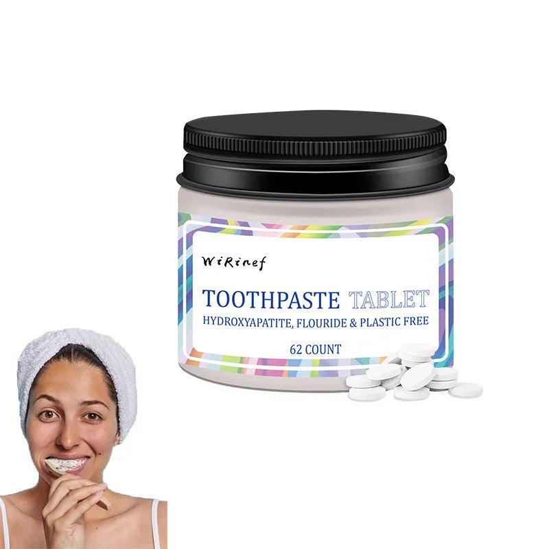 TP19 solid toothpaste tablets in portable 62-piece pack for cleaning without traditional tube