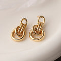Gold-coloured geometric women's earrings with irregular angles, approximately 20-24mm length