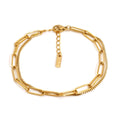 Women's geometric line bracelet in stainless steel with gold or silver electroplated finish