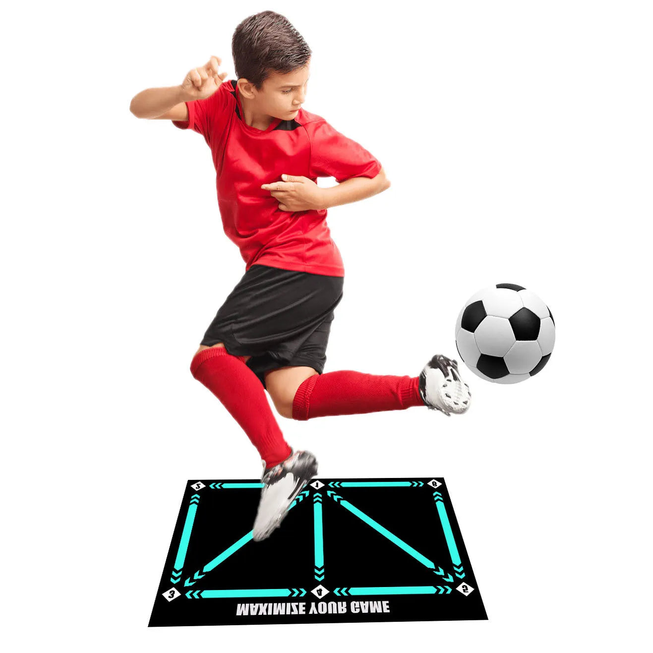 Rubber football training mat in cushion colour for indoor practice sessions