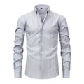 Striped men's business shirt with lapel collar in non-ironing anti-wrinkle fabric