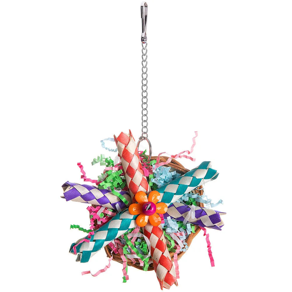 Three different parrot gnawing toys in set for chewing enrichment and beak exercise
