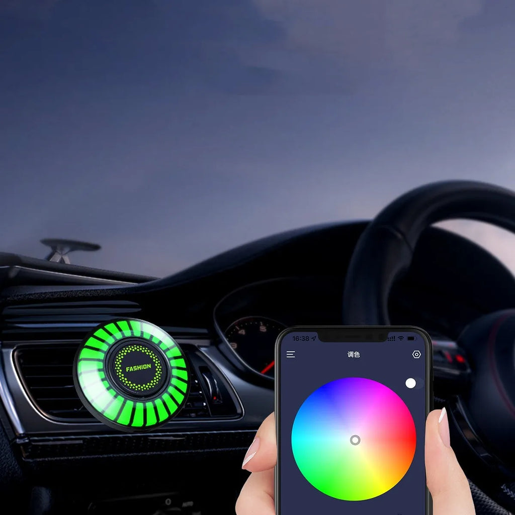 3D pickup-shaped RGB car air vent aromatherapy light unit with voice control and music sync features