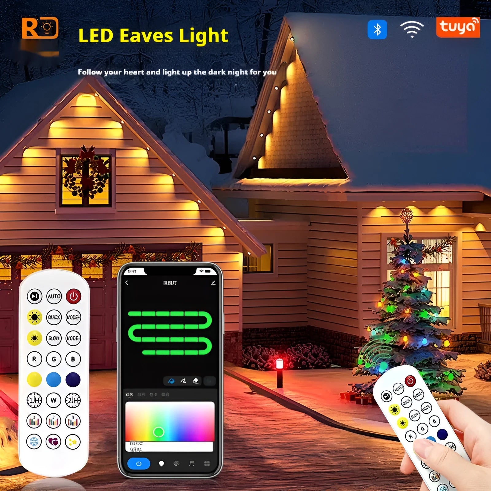 Outdoor eaves light string with planets modelling and intelligent graffiti control remote