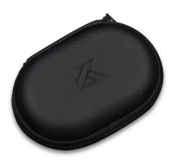 Black oval portable leather storage bag for earphones compatible with EDX PRO and ZEX PRO models