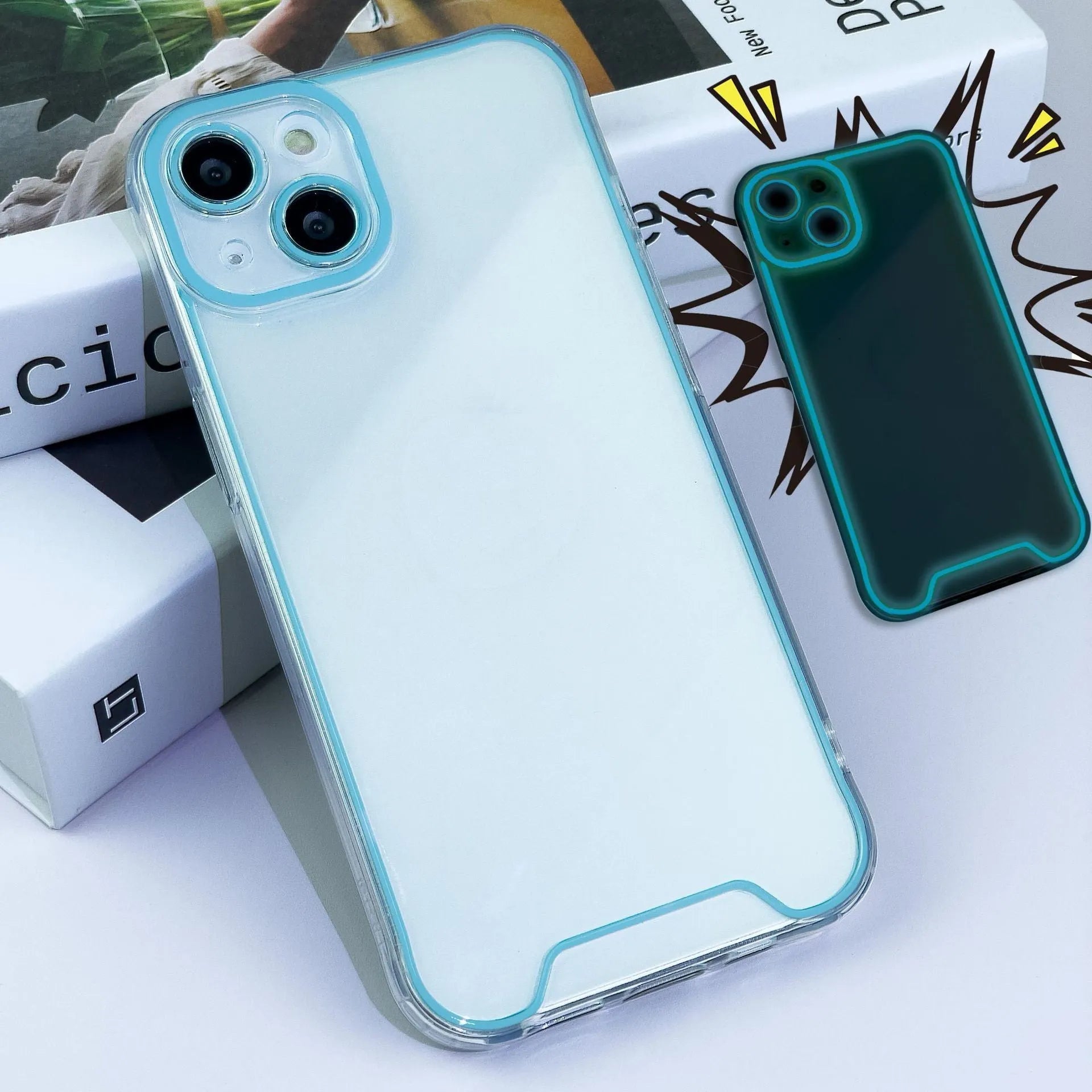 Glow in the dark green soft shell TPU iPhone case for Christmas on an iPhone 14