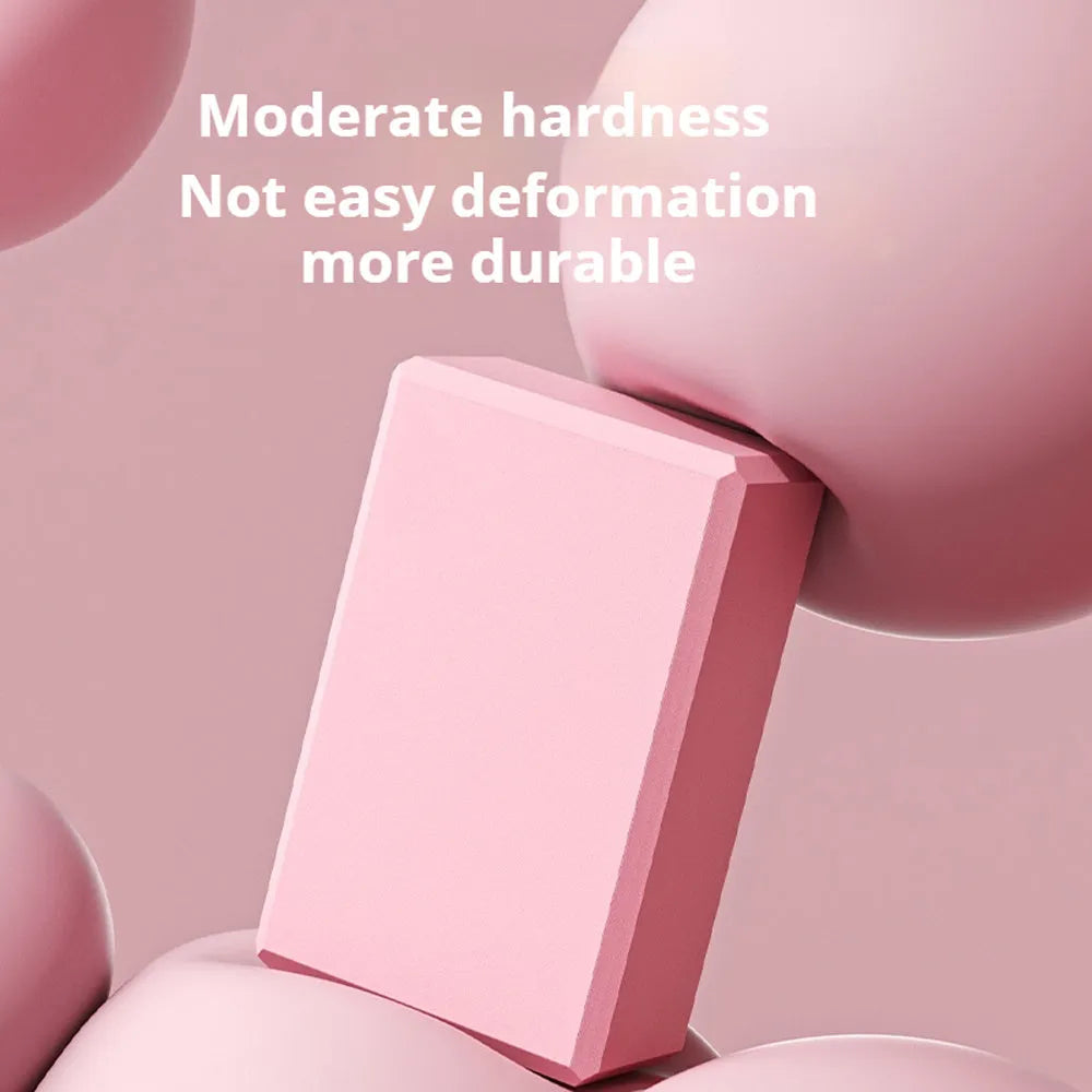 Solid colour EVA foam yoga block with hexagonal ridges for grip