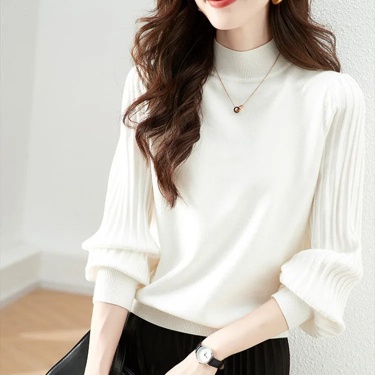 Slim fit half turtleneck shirt in core-spun yarn with spandex, available in four colours