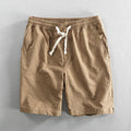 Men's striped cotton casual shorts with elastic waist in loose straight fit