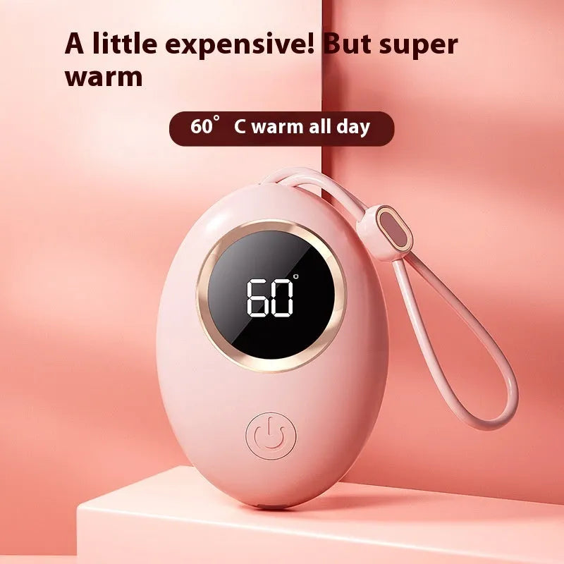 USB digital display hand warmer power bank in six colour options with aluminum heat dissipation