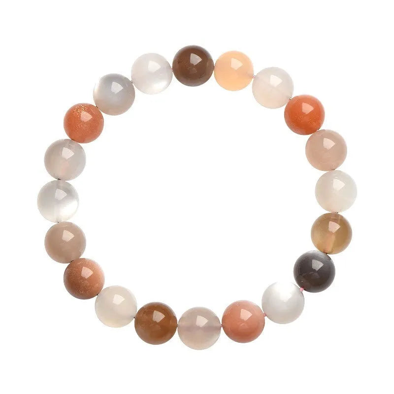 Natural colourful moonlight moonstone bracelet with 8mm beads in single circle configuration
