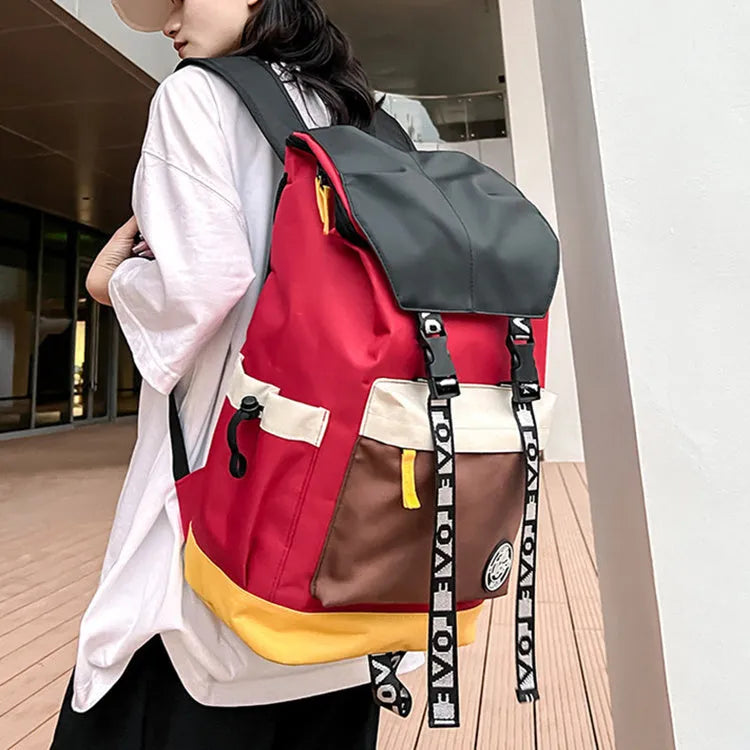 Oxford cloth backpack in black green or red with 32cm width and 17cm depth for students