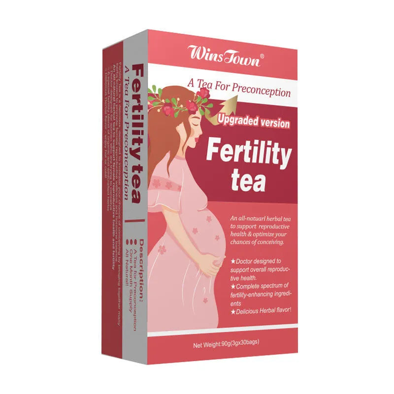 Box of fertility herbal tea containing 330 individually wrapped tea bags