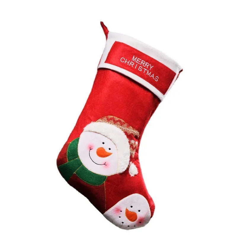 Non-woven fabric Christmas candy bag hanging stocking in elk, old man and snowman colour designs