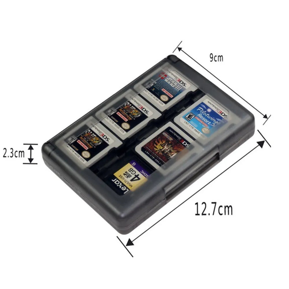 Black Nintendo DS and 3DS 28-in-1 game card storage box made of PP plastic
