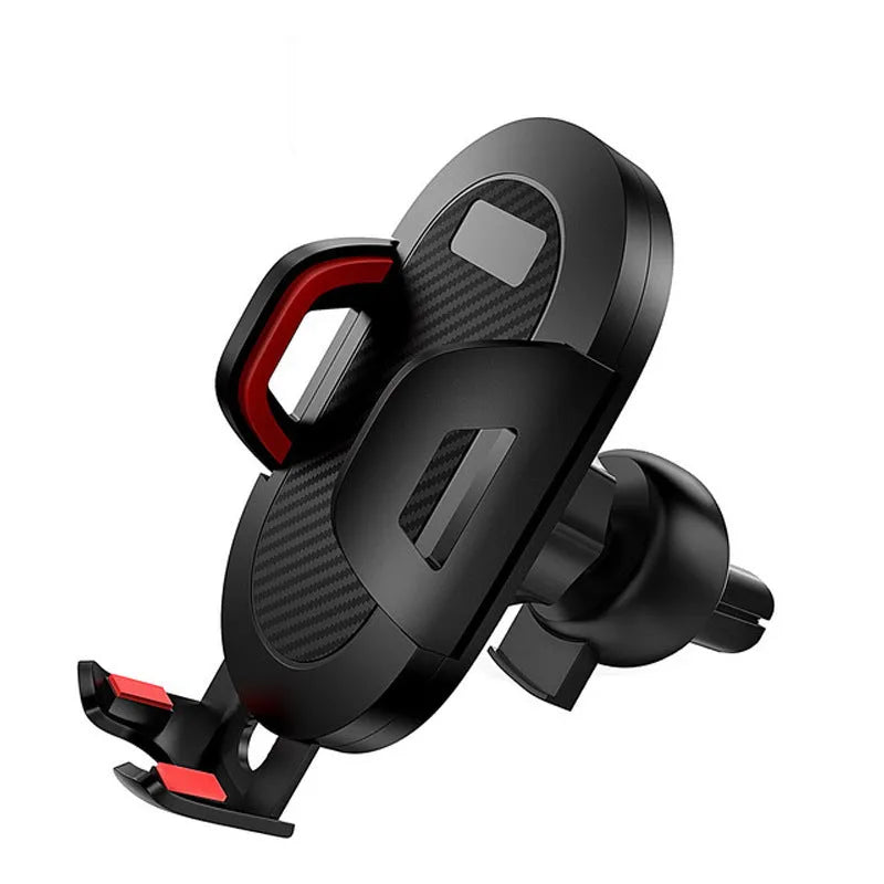 Auto lock car phone holder mounted on vehicle air vent holding smartphone