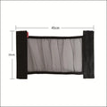 Elastic polyester mesh car boot storage net shown in a vehicle trunk.