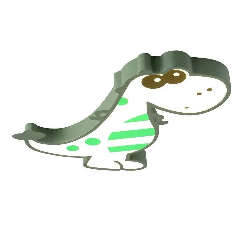Cartoon dinosaur themed ceiling light with 48cm diameter PVC shade and aluminium body