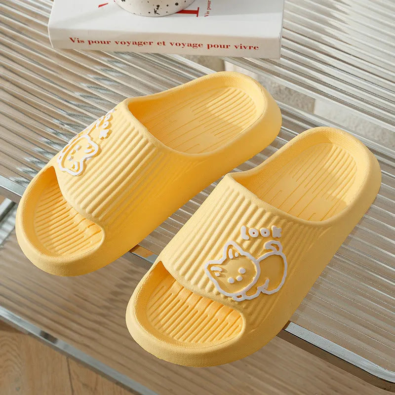 Women's cat motif slippers with thick EVA platform sole in multiple colour options