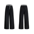 Straight-leg casual trousers with drooping waistline and button-open line design in grey