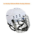 Ice hockey helmet with carbon steel face mask in impact-resistant PP shell with EVA lining
