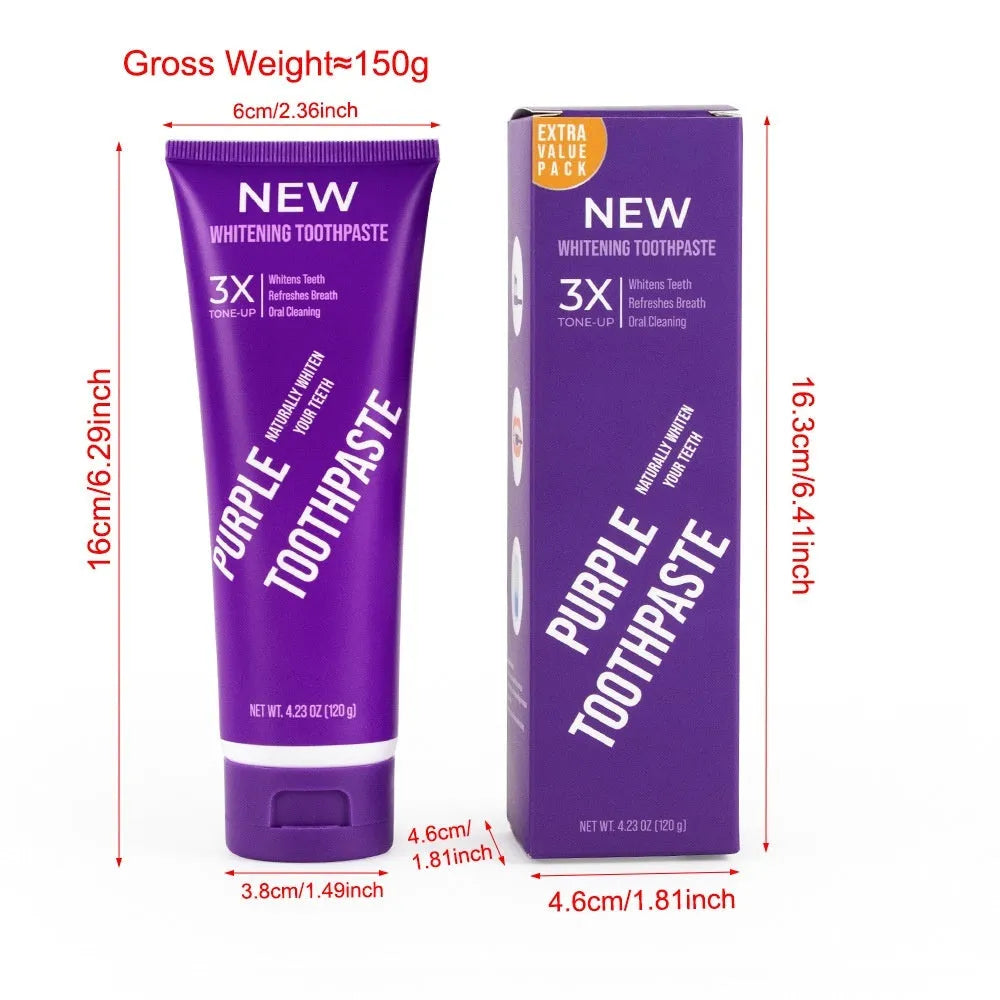 Purple whitening toothpaste for adults in 120g size with whitening function