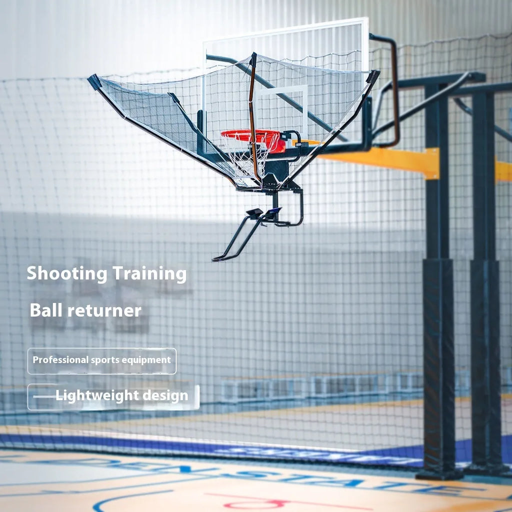 Upgraded portable basketball training return machine with automatic serve function.