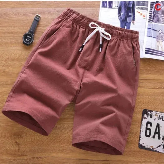 Men's cotton capri-length summer shorts with lace-up front in multiple colour options