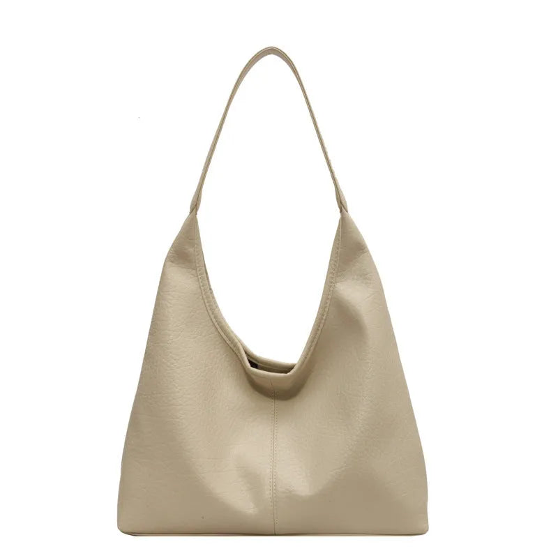 2Pcs women's large capacity PU shoulder bag set with small wallet in beige, black, apricot, brown, coffee, or khaki