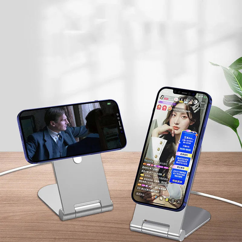 Silver vertical adjustable magnetic bracket for iPhone 12 with aluminium alloy construction