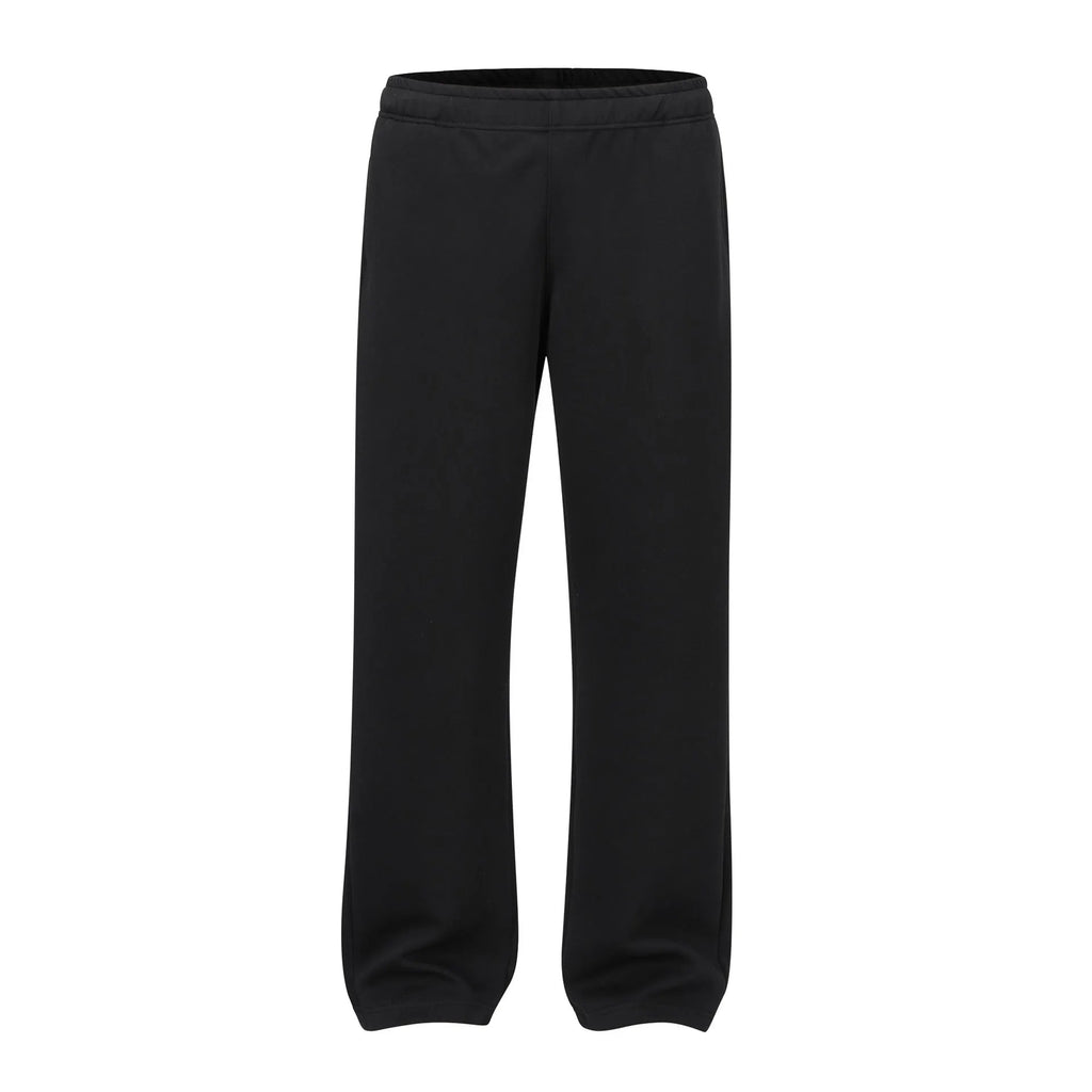 Men's cotton straight leg trousers in black colour showing wide-leg loose fit design