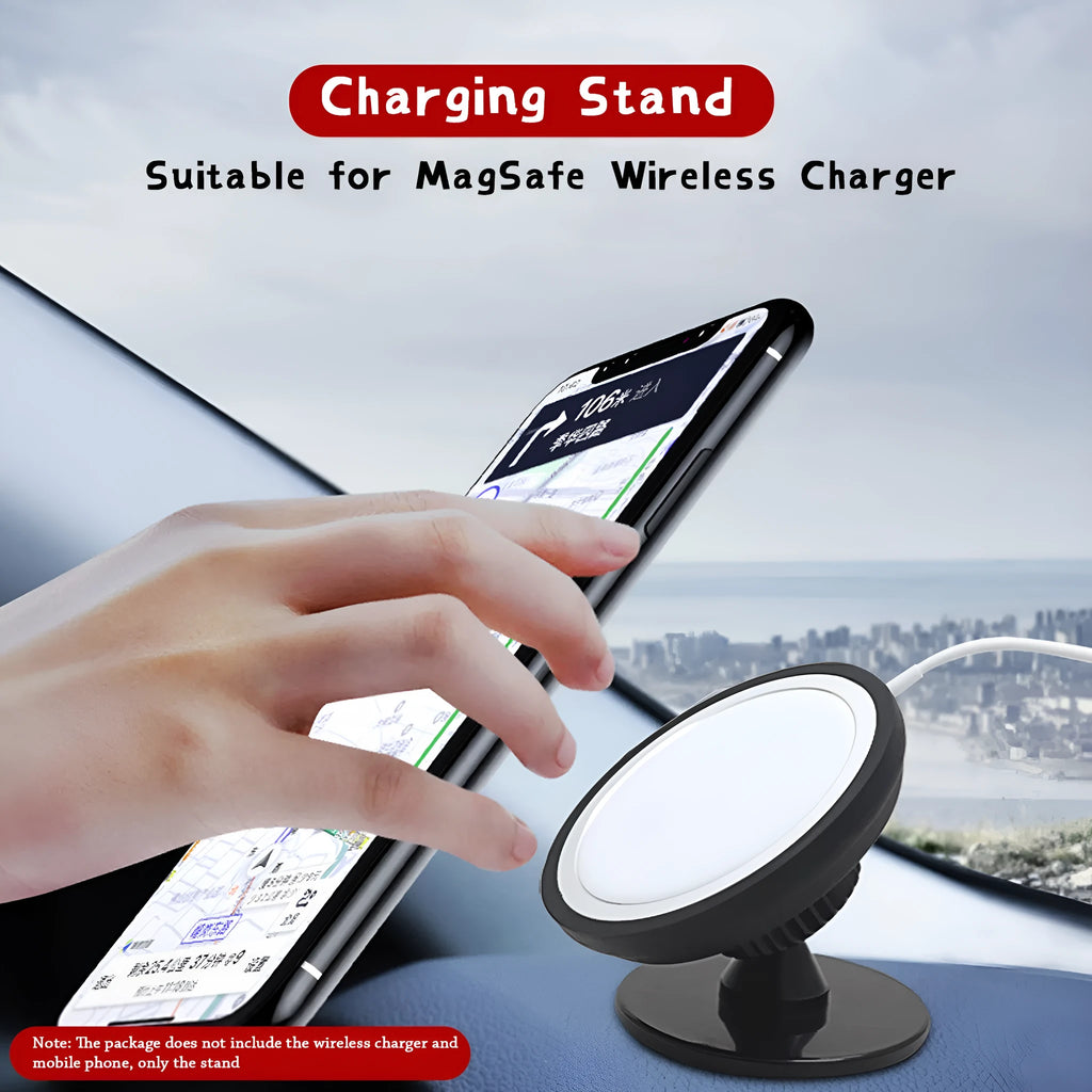 Black magnetic car phone holder with air vent bracket and dashboard base mounting options