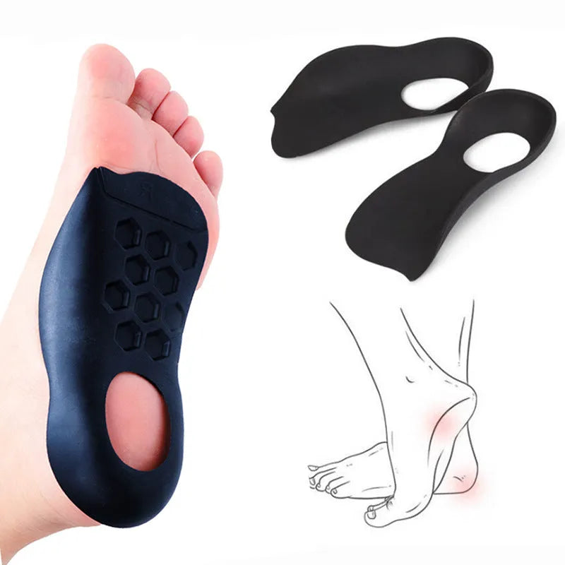 Varus correction arch support insoles in white, black, and skin colour for feet sizes 35-45